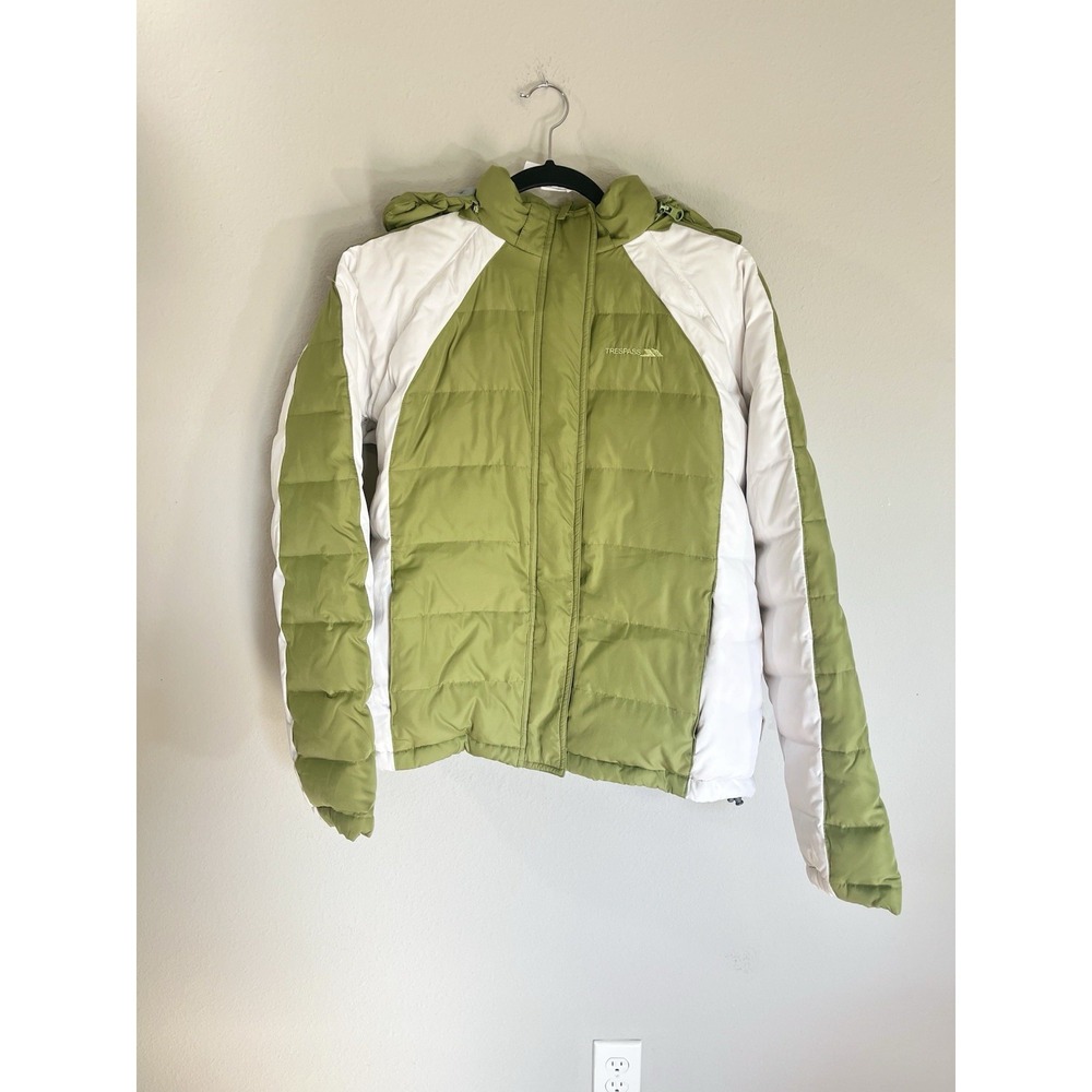 Trespass Down Winter Jacket Women's L Green Waterproof Ski Snowboard Hood Warm